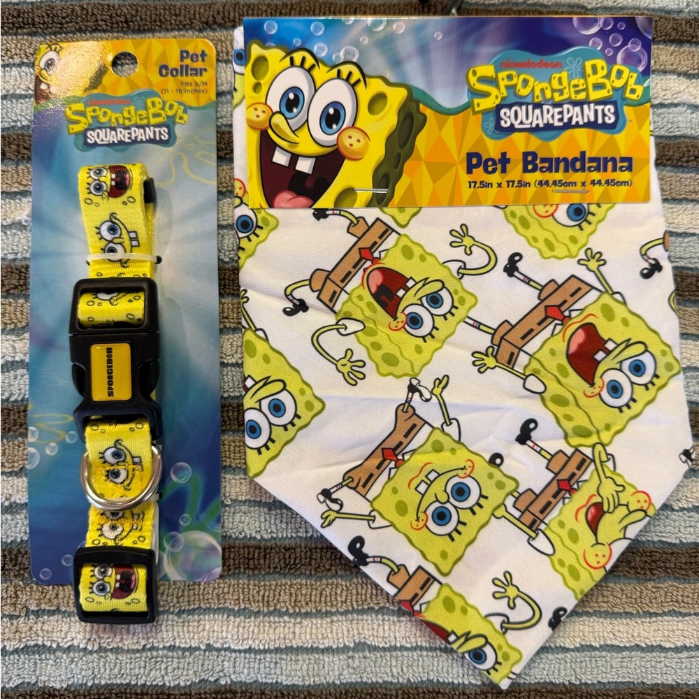 SpongeBob SquarePants Yellow Pet Collar and Bandana Set